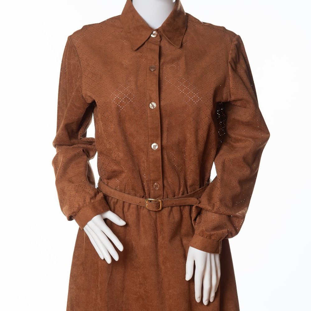 Vintage Kenny Classics Dress, Soft Brown Shirt Dress, Awesome Shirt Dress